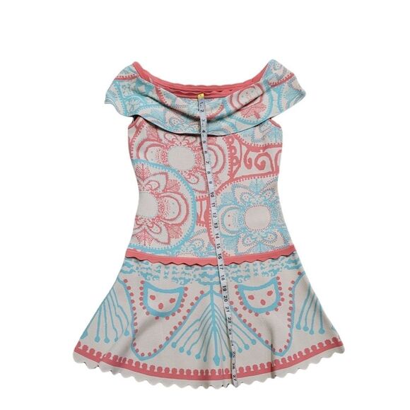 Foxiedox Winnie Off The Shoulder Dress In Beige Multi - Picture 10 of 12